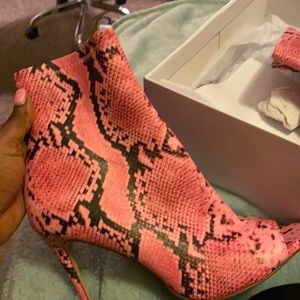 Steve Madden pink snake bootie